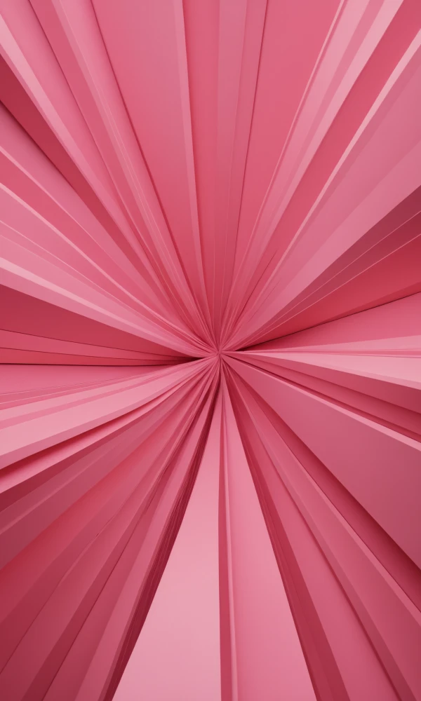 Трехмерная абстрактная скульптура, выполненная в различных оттенках розового, с радиальными линиями, сходящимися в центре.